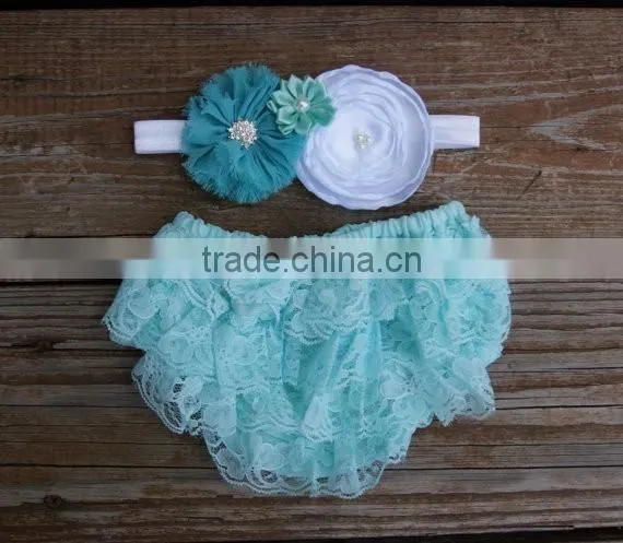 Hot Selling Baby Clothes Infant Lavender Ruffle Bloomer Wholesale Baby Girl Diaper Cover With Headband photo-2