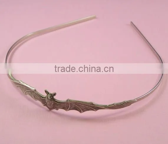 Bat Headband Vampire Silver Head Piece Goth Halloween Hair Accessory photo-3