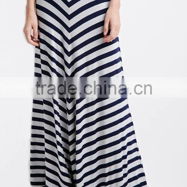 2015 Fold-over Waist Stripe Print Skirts Fashion Long Maxi Skirt photo-6