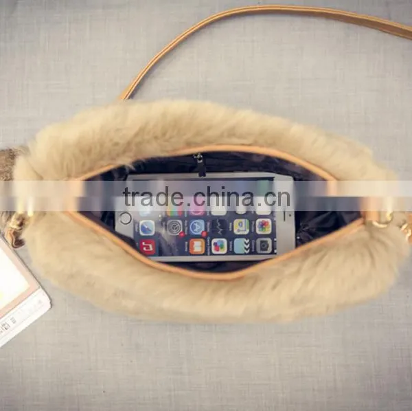 2016 New Fashion Women Handbag Brand Designer Hand Bag Faux Rabbit Fur Bags photo-6