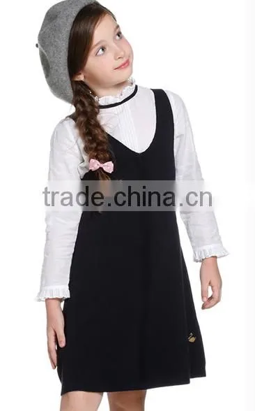 Cheap Wholesale Long Woolen Handmade Children Sweater Vest Dresses Designs for Girl photo-3
