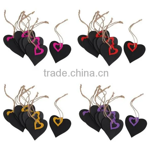 Handmade Mini Heart Shaped Hanging Wooden Blackboard Gift Price Tags Decor photo-2
