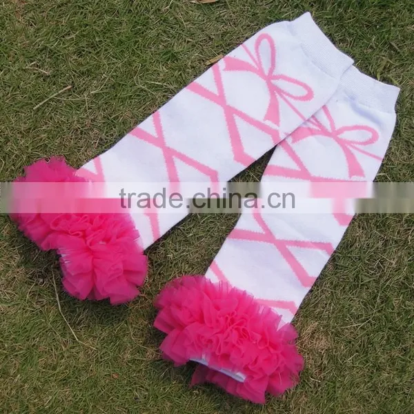 Wholesale Chiffon Ruffle Leg Warmer Gift Sets Bowknot Prints Solid Color Baby Leg Warmers photo-2