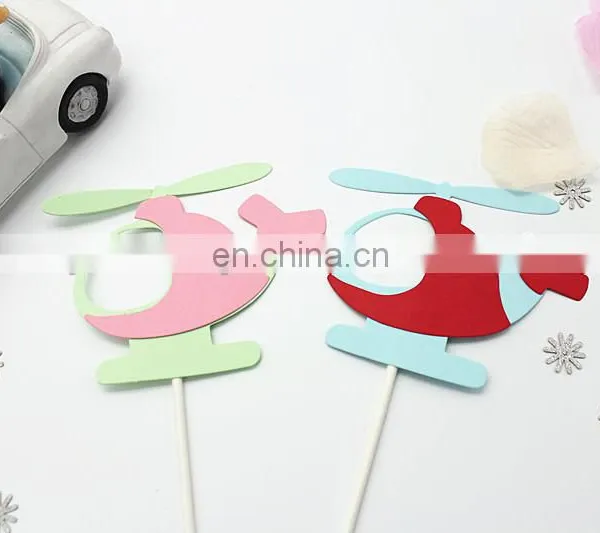 Hot Sale Airplane Cake Topper Helicopter Paper Cake Topper photo-2