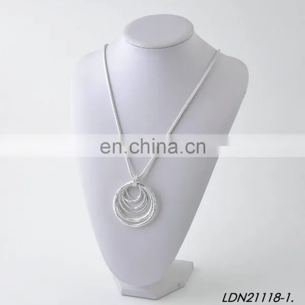 Latest Jewelry Design Long Snake Chain Worn Gold Silver Multi-circle Pendant Necklace Wholesale photo-5