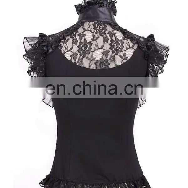 Gothic Sleeveless Lace Top With High Collar photo-2
