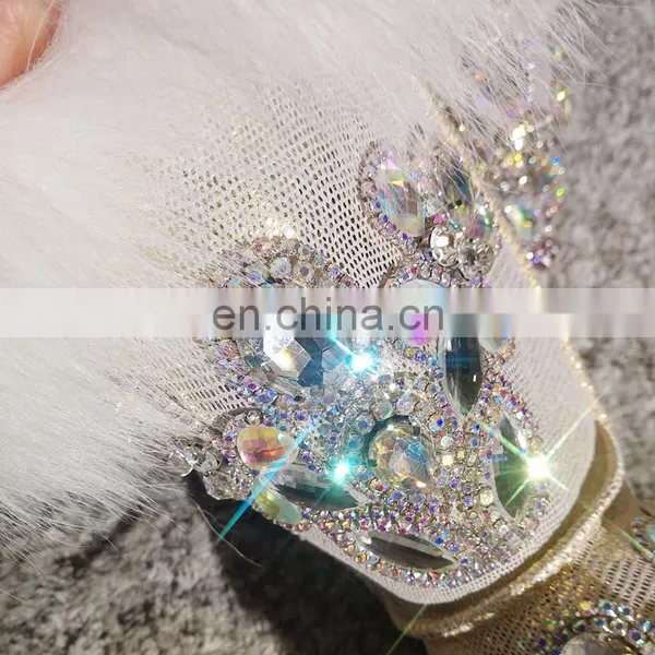 Aidocrystal Handmade Winter Style Rhinestone Decor Warm Snow Boots for Little Girls photo-4