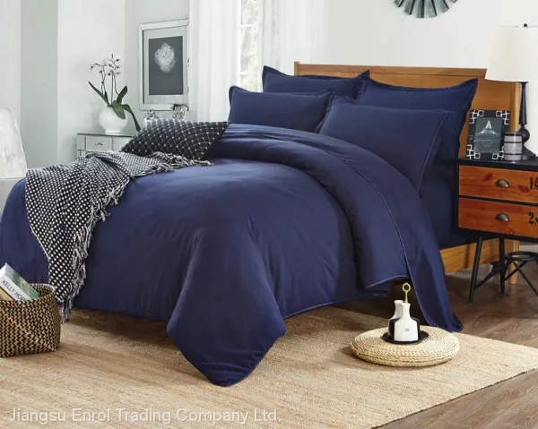 Two-tone Cotton and Polyester Bedding Set 4pcs photo-5