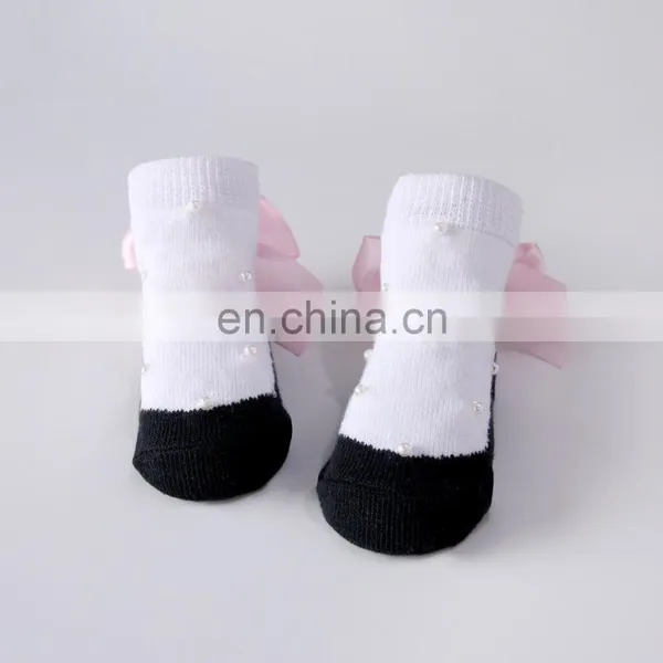 2020 New Socks Beaded Newborn Shoes and Socks Shape Pink Bow Baby Socks photo-2