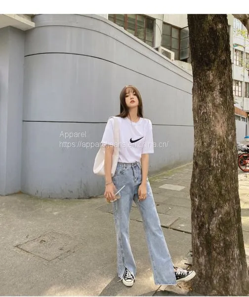 Split Jeans Women's Autumn and Winter High Waist Drop Feeling Floor Pants Loose Straight Tube Wide Leg Pants