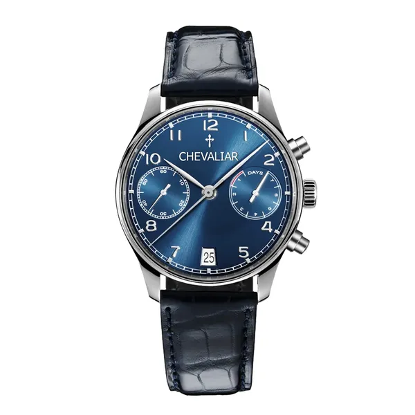 Stainless Steel Chronograph Watches Man Genuine Leather Multi-Function Quartz Watch photo-3