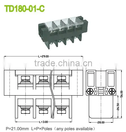ThroughTerminal Block Connector With Pitch 21.0mm 600V 180A Perforation Connector photo-2