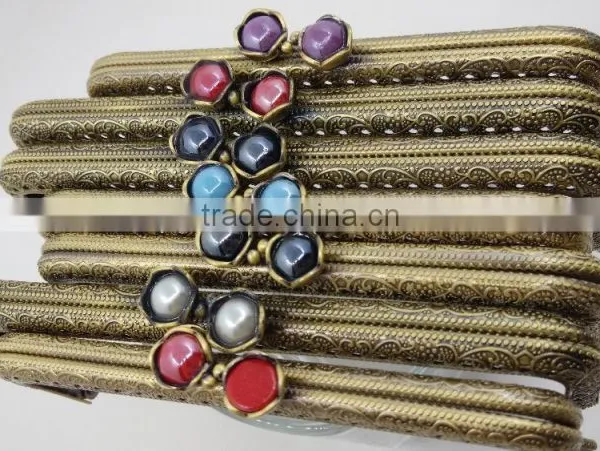 KINGSO 5PCS Retro Metal Frame Purse Coin Bag Kiss Clasp Lock DIY Craft 12.5*5.5 cm Assorted Lotus Bead photo-2