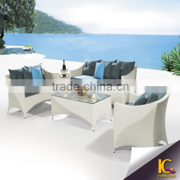 Luxury Outdoor Furniture Garden Cheap Rattan Leisure Sofa Set With Red Cushion photo-4