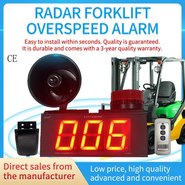 Radar forklift overspeed alarm Speed limiter speed real-time display safe driving audible and visual alarm two-speed setting