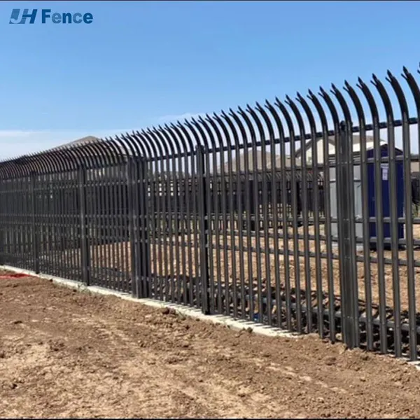 High Quality Outdoor Steel Picket Fence Panel Curved Top Steel Fence photo-3