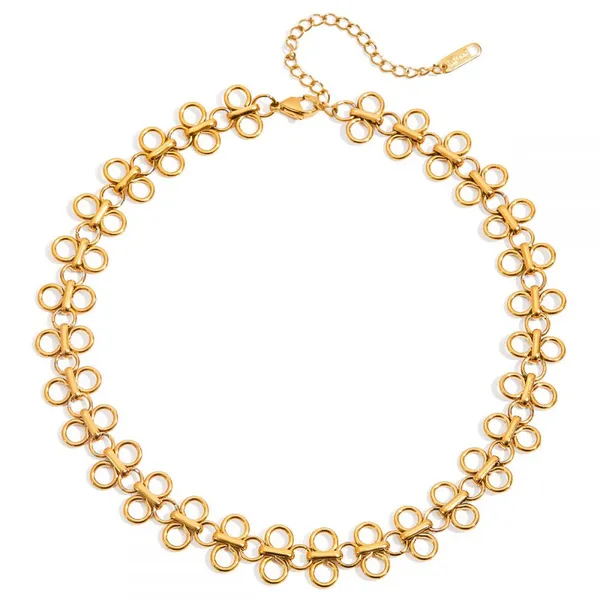 18K Gold Plated Stainless Steel Diamond Zircon Necklace - Non-Fade Fashion Jewelry photo-3