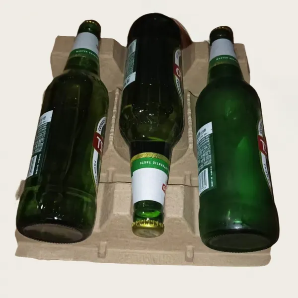 Molded Fiber Bottle Tray for Beverage Industry, Protecting Glass Bottles During Transport