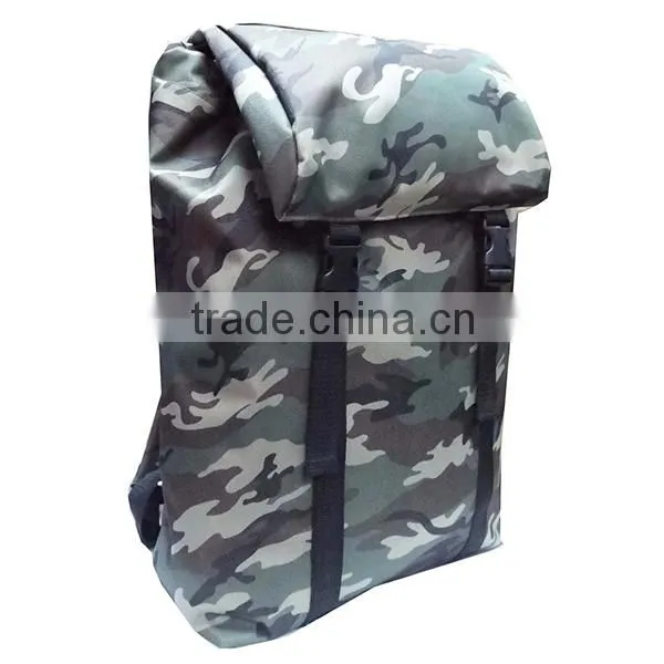 Drawstring Closure Military Green Camouflage 600D Polyester Large Backpack for Men photo-3
