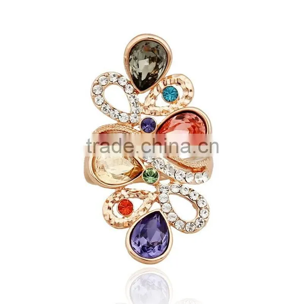 24k Gold Arab Gold Jewelri Multi Color Stone Ring