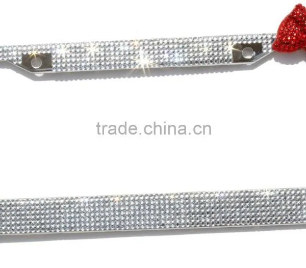 Bling Crystal License Plate Frames Red Bow photo-2