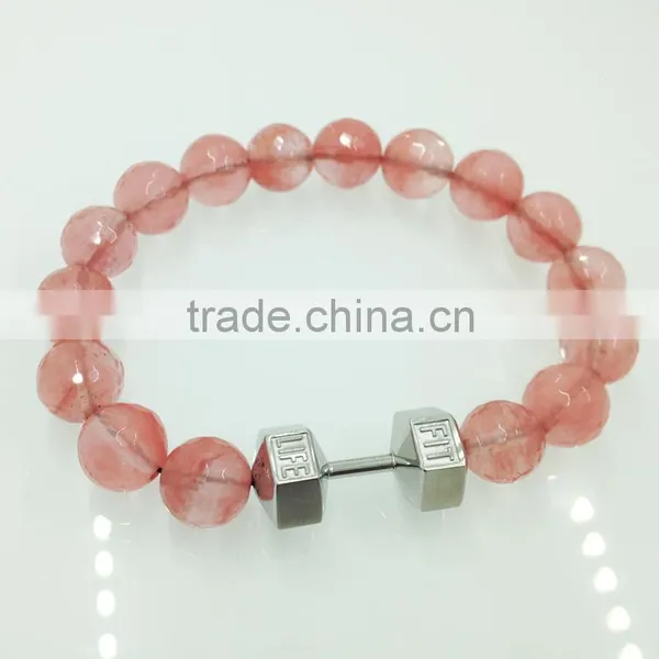 316 Stainless Steel Fitness Charm Bracelet Fitness Jewelry Dumbbell Bracelet photo-5