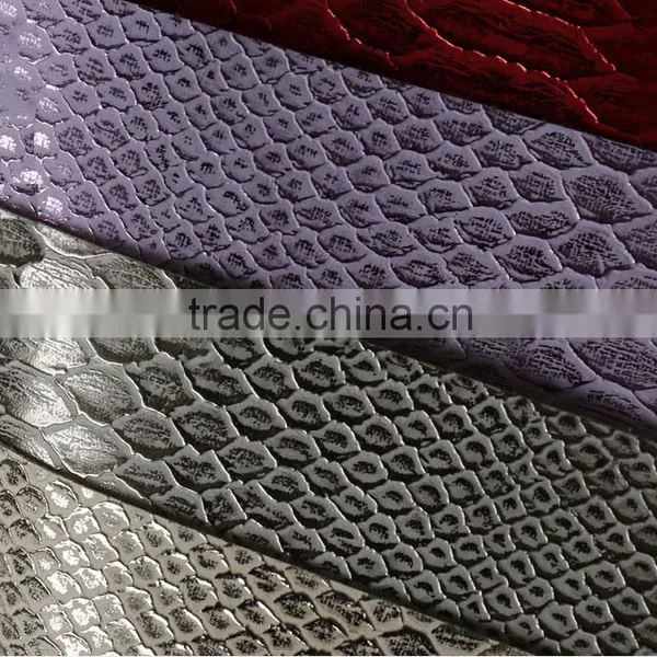 pu Material Snakeskin Leather Fabric Refelective Effect pu Synthetic Leather for Bags Shoes photo-4