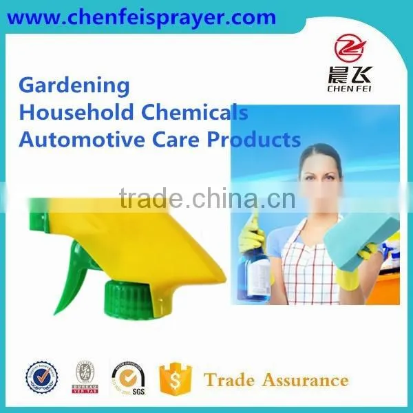 Plastic 28 400 Clear Trigger Sprayer Head in Green and Yellow Color Can be Custom for Different Size Cleaner Bottle