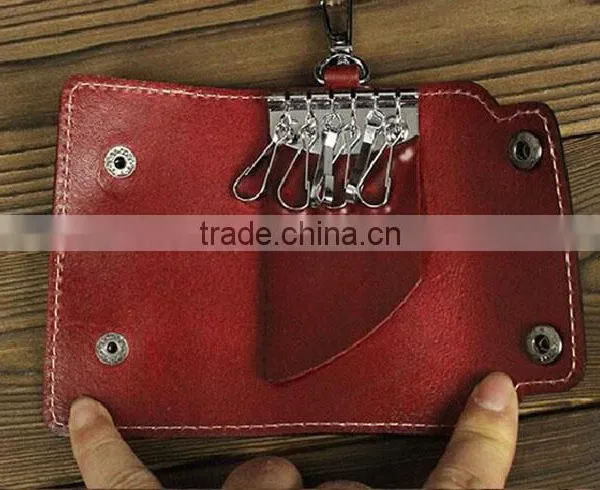 Japan Style Genuine Leather Key Wallet Holder With 6 Hooks photo-2