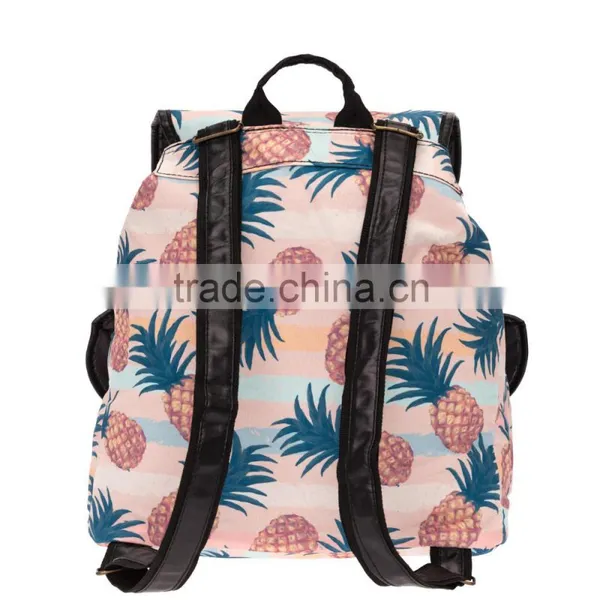 2016 3d Printed Pineaple Pastel Colour Vintage Canvas Rucksacks Cute School Satchel Rucksack Backpack Campus Bag photo-3