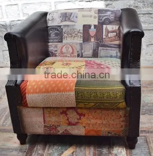 Vintage Industrial Furniture Jodhpur , PATCH WORK BANDHINI GUDRI SINGLE SEATER SOFA