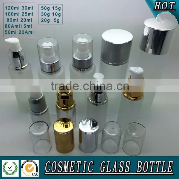 Frosted Cosmetic Glass Bottle and Cosmetic Glass Cream Jar photo-3