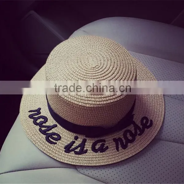 Crocheted Raffia Straw Sun Hat, Wide Brim Floppy Beach Hat photo-5