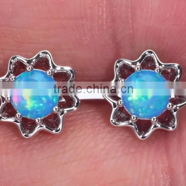 Wholesale Sterling Silver Orange Opal Cheap Chinese Stud Earring photo-5