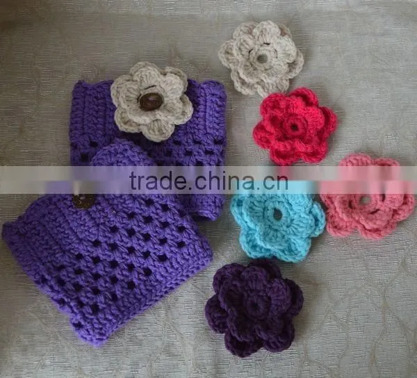 Varies Colors Flower Crochet Patterns for Knitted Leg Warmers photo-3