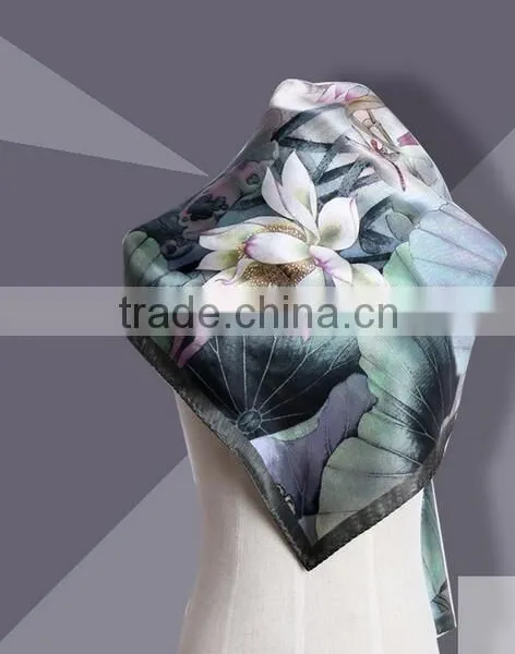 100% Silk Square Scarf, Crepe,14mm photo-3