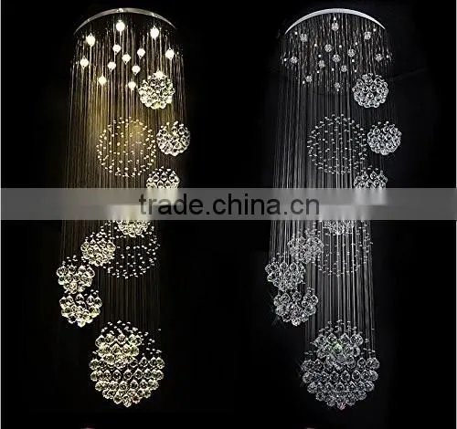 Silver Frame Crystal Raindrop Stair Long Chandeliers Light 92032 photo-3