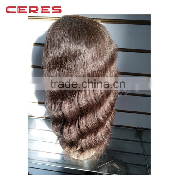 Customize Acceptable Brown Hair Wig Lace Front Deep Wave Brazilian Human Hair Wig photo-2