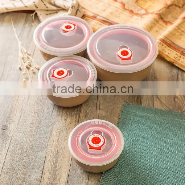 Organic Eco-friendly Cheap Kitchen Rice Husk Fiber 4pcs Round Bowl photo-3