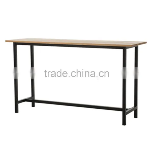 Replica Wooden Bar Table, Metal High Table