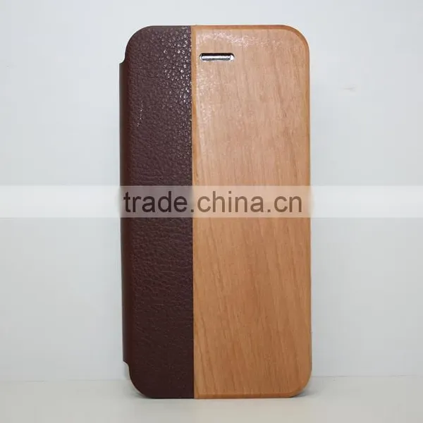 High Quality Real Wood Leather Cell Phone pu Leather Case for Iphone photo-3