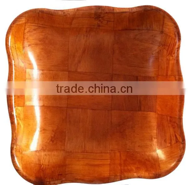 W622/ Rectangle Wooden Woven Snack Bowl, Woven Salad Bowl photo-3