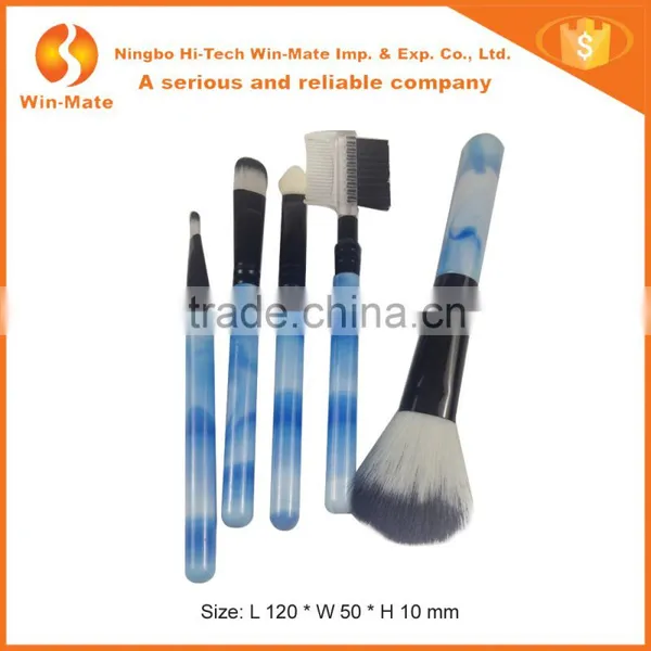 5pcs Advantage Romantic Nylon Hair Skype Blue Plastic Handle Rhinestone Makeup Brush Set photo-2