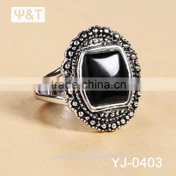 Jingli Factory Direct Silver Ring With Black Stone (YJ-403) photo-4