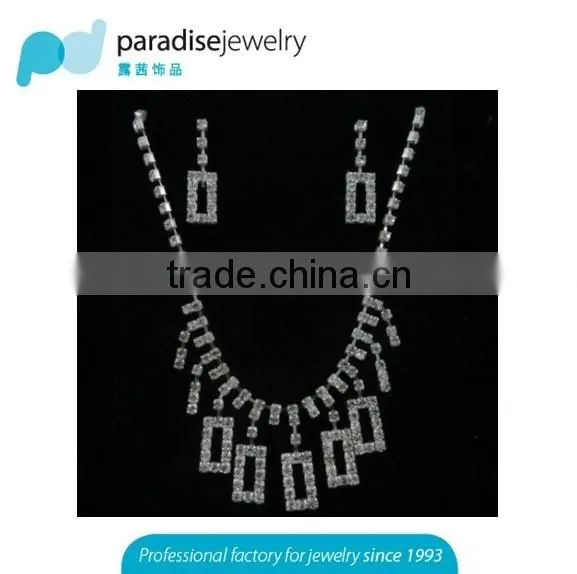 Silver Plated Wedding Jewelry Set 2016 New Women Bridal Jewelry Set Hot Wholesale Rhinestone Necklace Earring Set photo-4