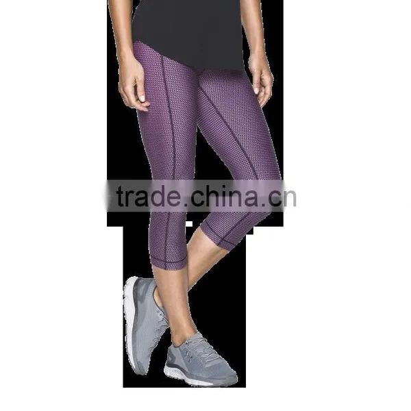 Hight Performance Dry Fit Spandex Yoga Compression Pants, Ladies 3/4 Length Capri Pants photo-2