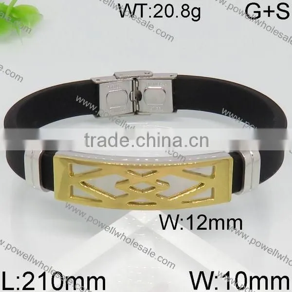 Wholesale New Gold Black Leather Mens Bracelet Models photo-6