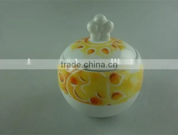 Stock Ceramic Sugar Pot With Lid and Beautiful Decal photo-1