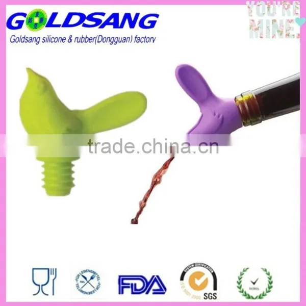 Red Black Green Showbird Silicone Bird Wine Saver Bottle Stoppers photo-3
