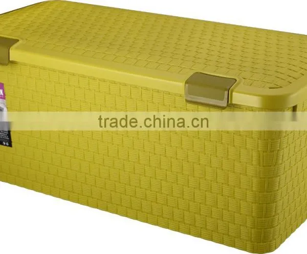 Decrative Plastic Rattan Basket With Lid